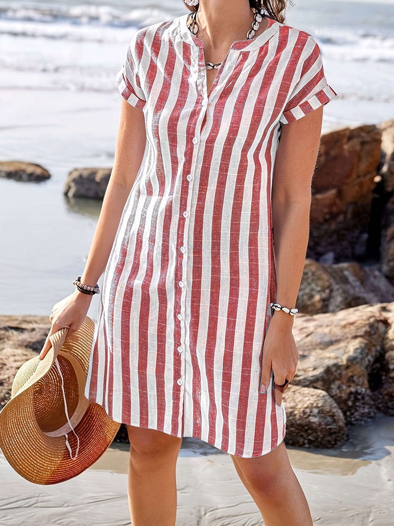 Maréva | Robe Chemise Rayée Fluide (Grande taille)