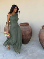 Toléa | Robe Maxi Fluide Épaules Dénudées