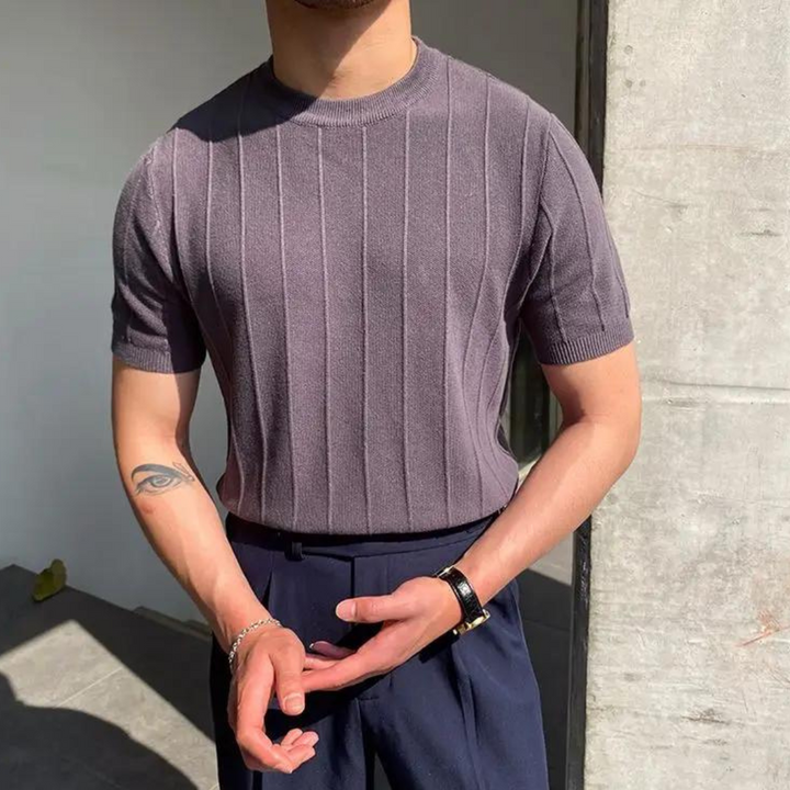 Shlomo™ Luxe Gebreid T-shirt voor Heren – Verfijnde Pasvorm en Zachte Kwaliteit