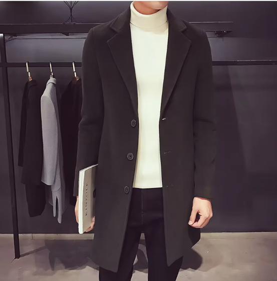 Davor Lange Herenjas – Stijlvolle Overjas met Klassieke Revers