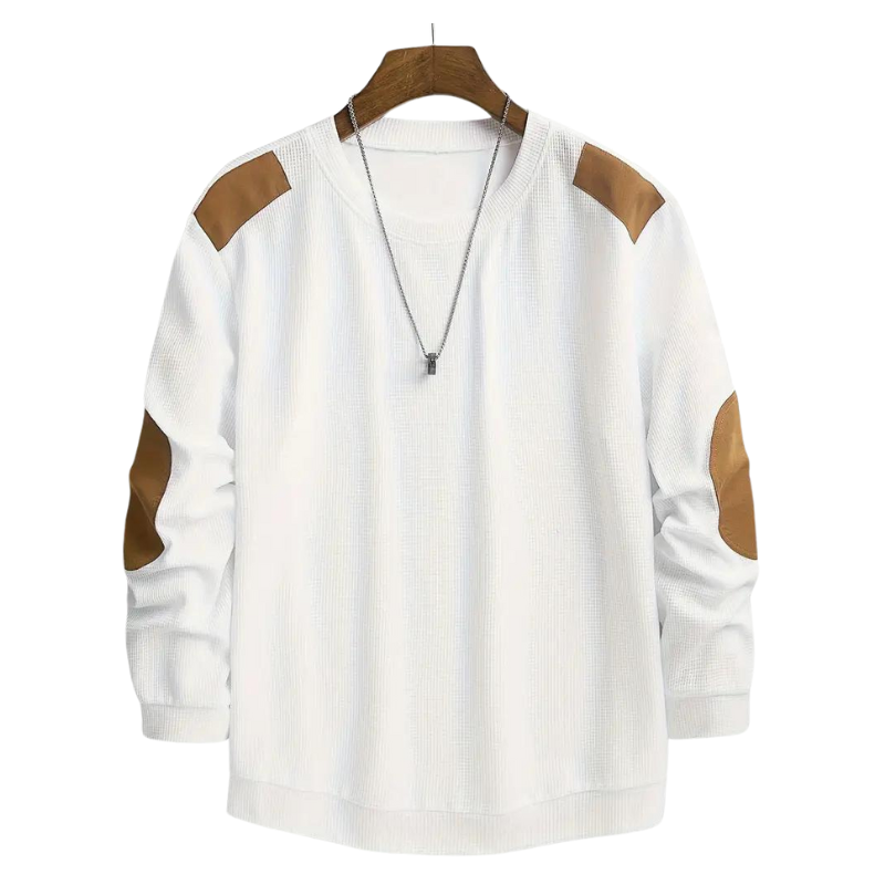 Luxe Herentrui met Leren Elleboogpatches – Warmte en Verfijning in Eén