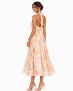 Aurora | Robe Maxi Fluide à Col Halter Imprimé