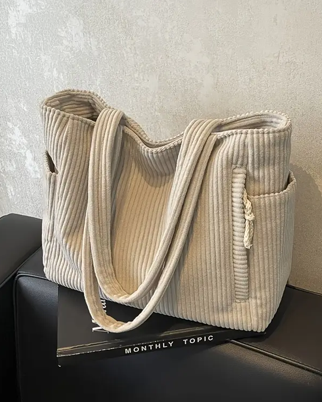 Éloïse | Sac cabas côtelé avec détail cordon