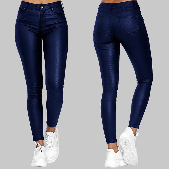 Tyanna Hoge Taille Damesbroek – Slim Fit Leren Look | Tyanna Hoge Taille Slim Fit Damesbroek Leerlook