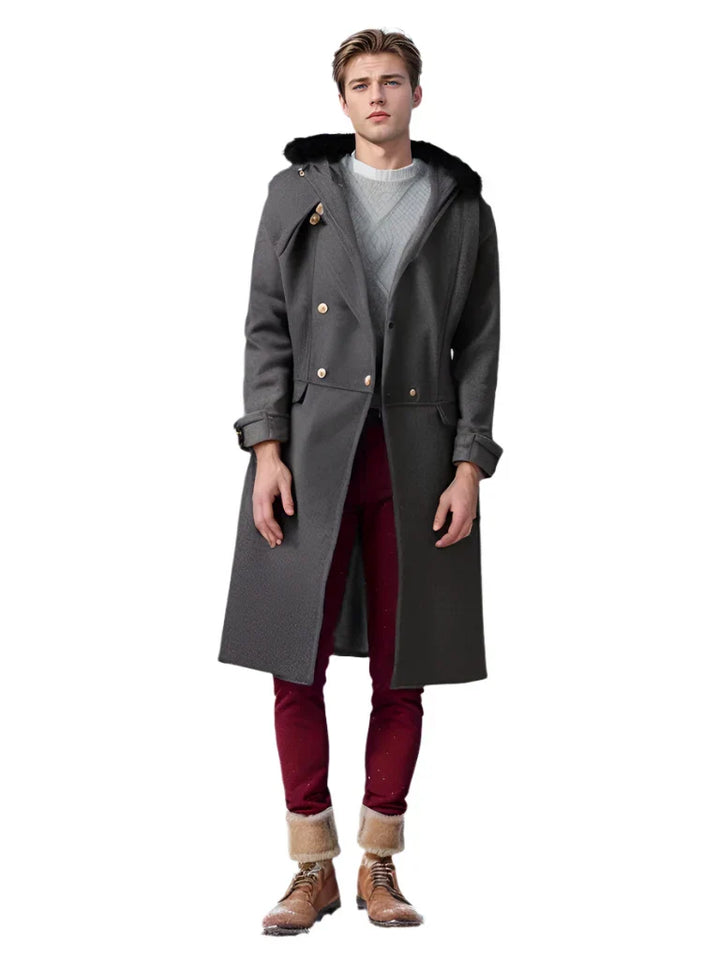 Dorian Herenmantel – Elegante Winterjas met Dubbele Knopenrij en Brede Revers