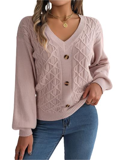 Nathalia Vest – Gebreid Damesvest met Kabelpatroon en Trendy Ballonmouwen