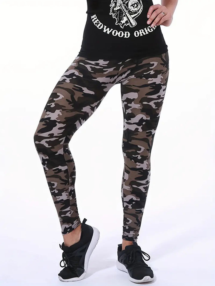 Poppy Camouflage High-Waist Legging – Trendy dames legging met comfortabele pasvorm