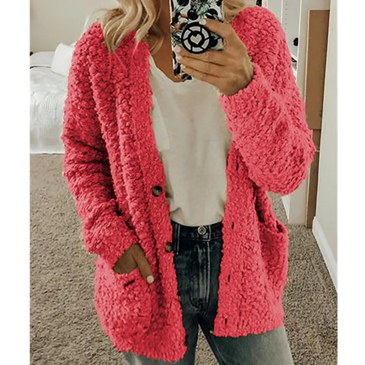 Lorivane Dames Cardigan – Zacht Vest van Pluizige Fleece