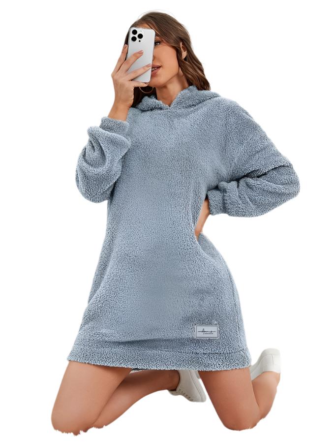 Neriah Hoodie-Jurk – Comfortabele Damesjurk van Fluffy Fleece met Capuchon