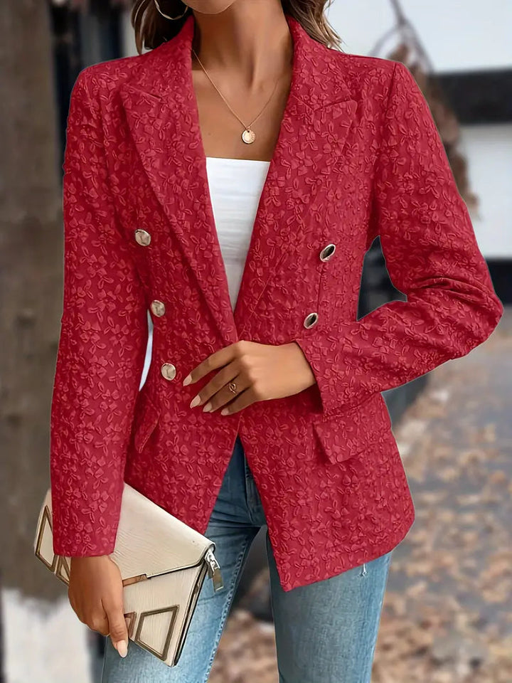 Selvia Jacquard Blazer – Stijlvolle Dames Blazer met Subtiel Bloemmotief