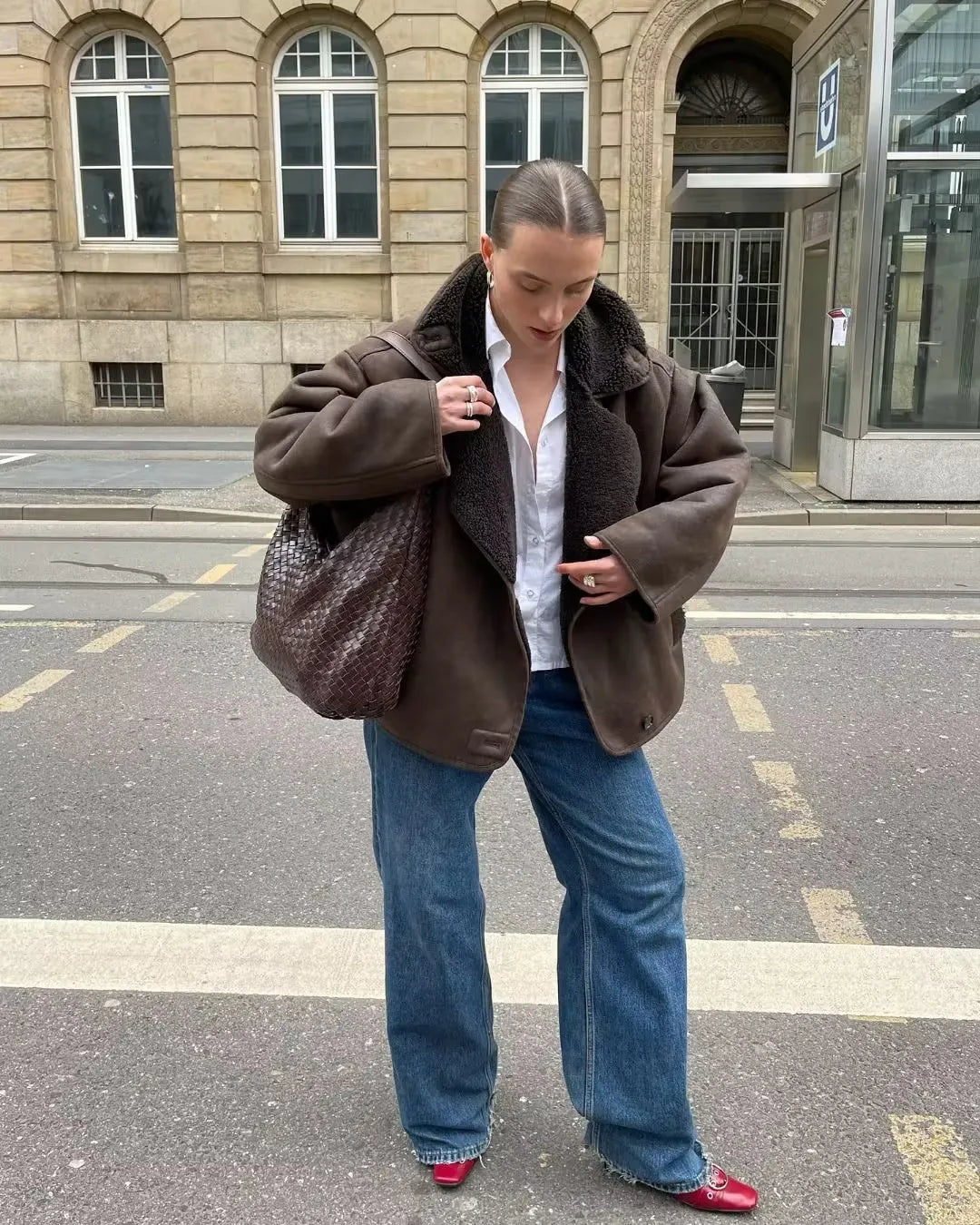 Sidra Sherpa Jas – Warme Damesjas met Luxe Voering en Oversized Fit