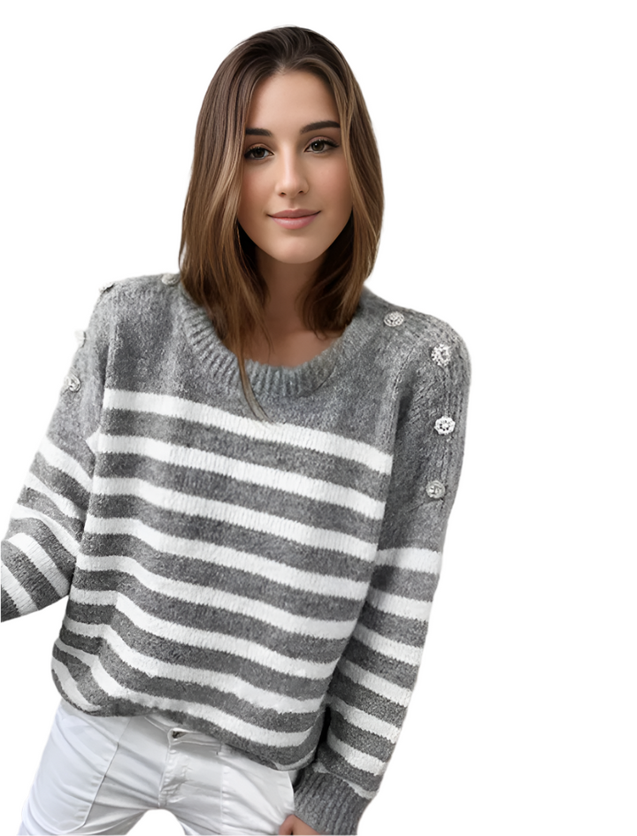Maribel Trui – Gestreepte Damestrui met Zachte Pasvorm en Nautische Uitstraling