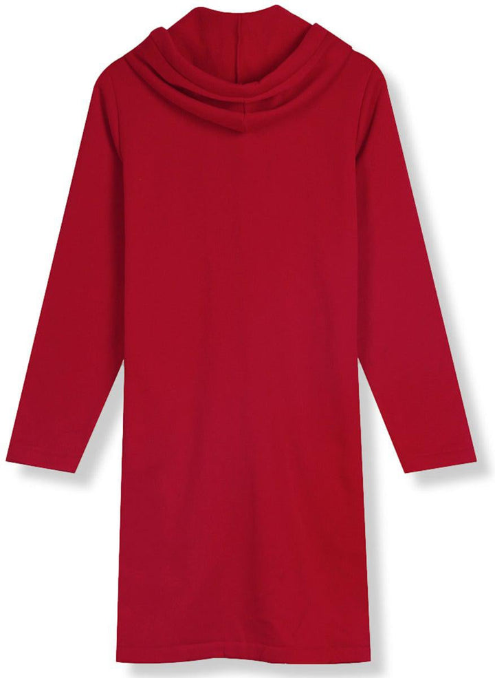 Zamira Cardigan – Rode Hoodie Vest met Asymmetrische Zoom en Comfortabele Pasvorm