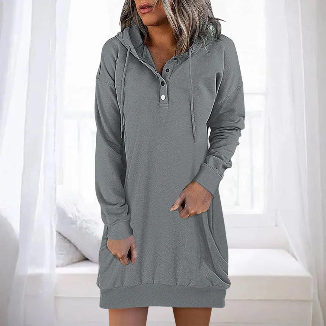 Starla Hoodie Jurk – Casual Damesjurk met Capuchon en Losse Pasvorm