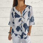 Linéa | Blouse Fluide à Col V Imprimé