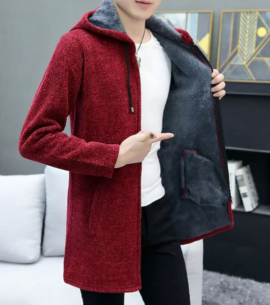 Marineblauwe Herenjas – Casual Jas met Zachte Voering en Capuchon