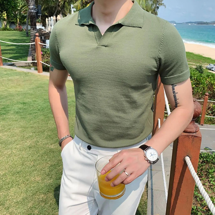 Noir V-Hals Polo voor Heren – Verzorgde Eenvoud met Moderne Klasse