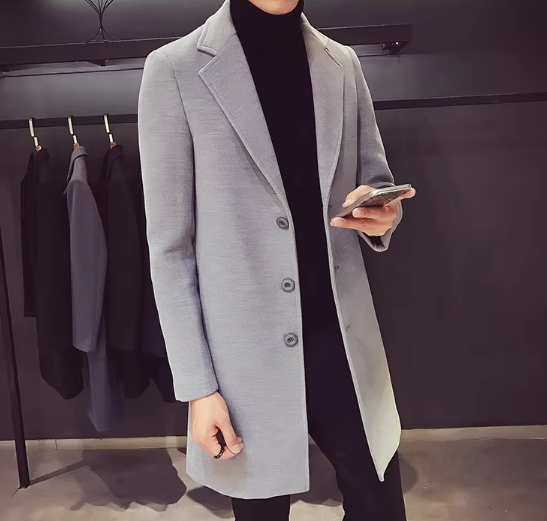 Davor Lange Herenjas – Stijlvolle Overjas met Klassieke Revers