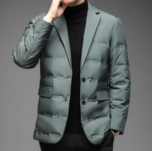 Heren Blazer Donsjas – Elegante Winterjas met Slank Silhouet