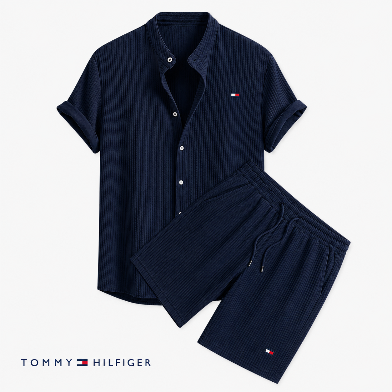 Tommy – Ensemble d’été pour homme avec chemise à manches courtes et short | 1 acheté = 1 offert