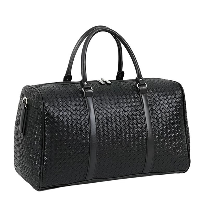 Dorian Weekendtas – Zwarte Luxe Reistas met Vlechtpatroon