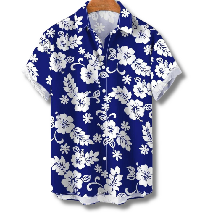 Max Heren Hawaii Blouse – Tropisch Zomershirt met Korte Mouwen en Ademend Materiaal