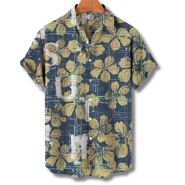 Max Heren Hawaii Blouse – Tropisch Zomershirt met Korte Mouwen en Ademend Materiaal