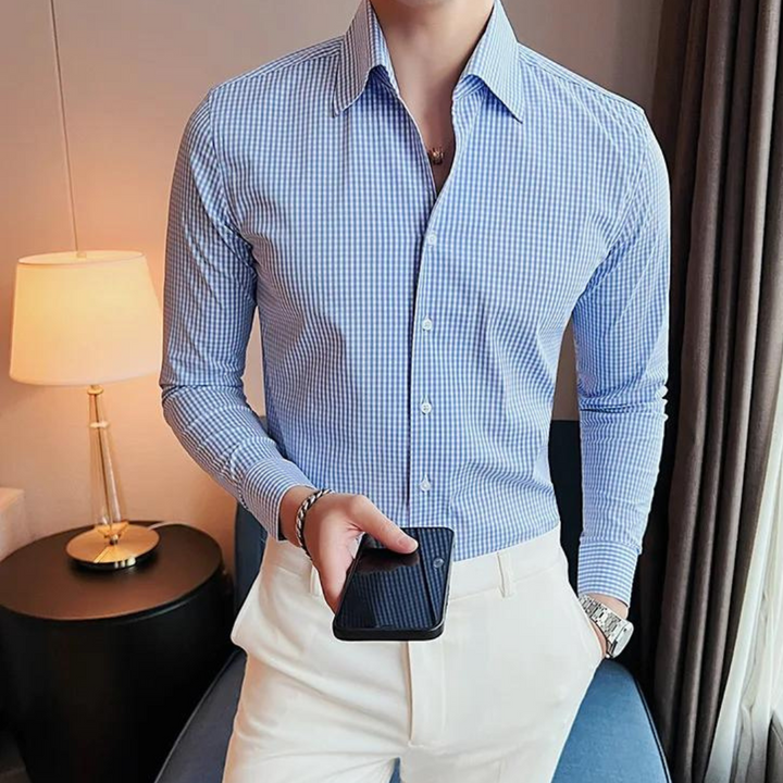 Niko – Geruite Zomerblouse Voor Heren Met Stijlvolle Pasvorm