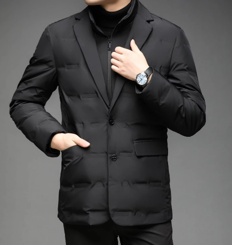 Heren Blazer Donsjas – Elegante Winterjas met Slank Silhouet