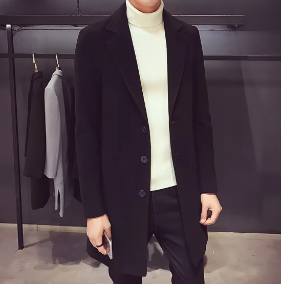 Davor Lange Herenjas – Stijlvolle Overjas met Klassieke Revers