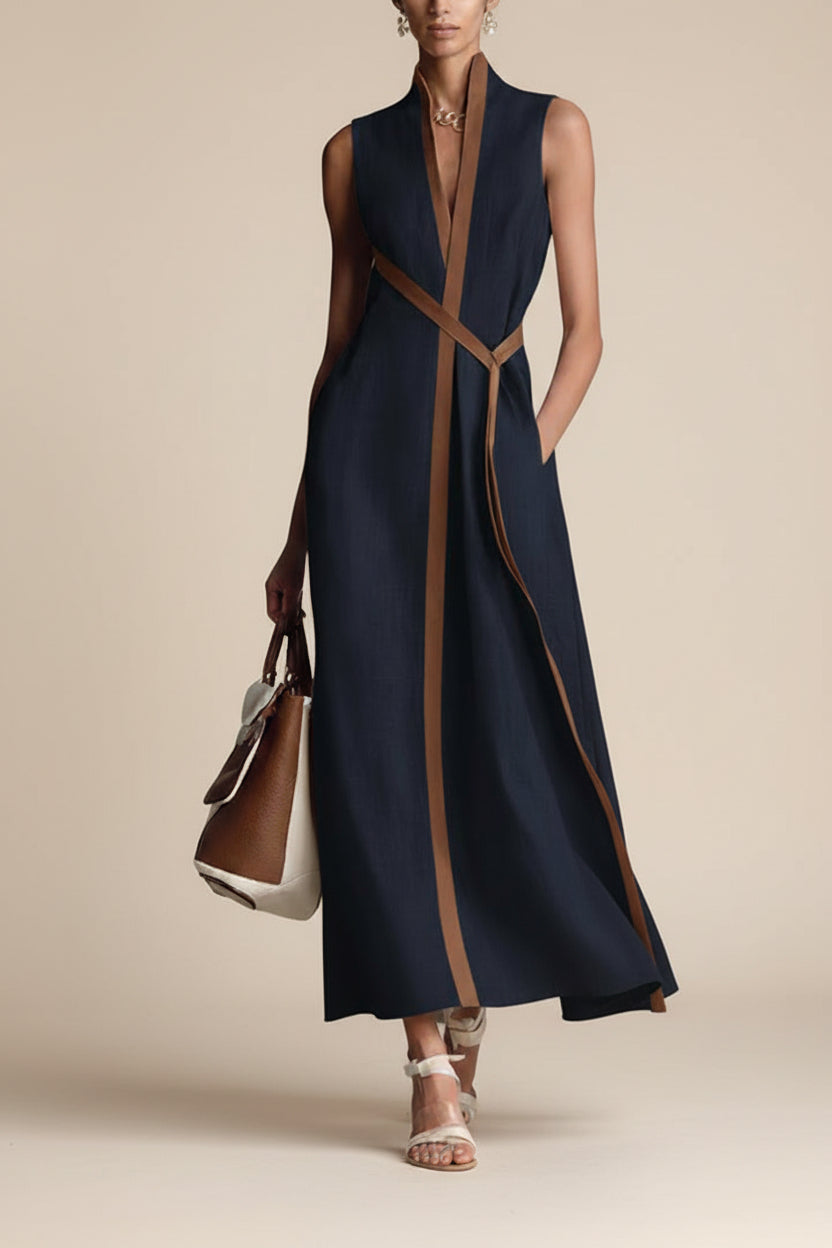 Lioréa | Robe Fluide Sans Manches à Col Montant