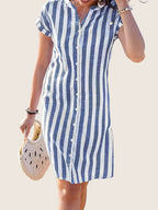 Maréva | Robe Chemise Rayée Fluide (Grande taille)
