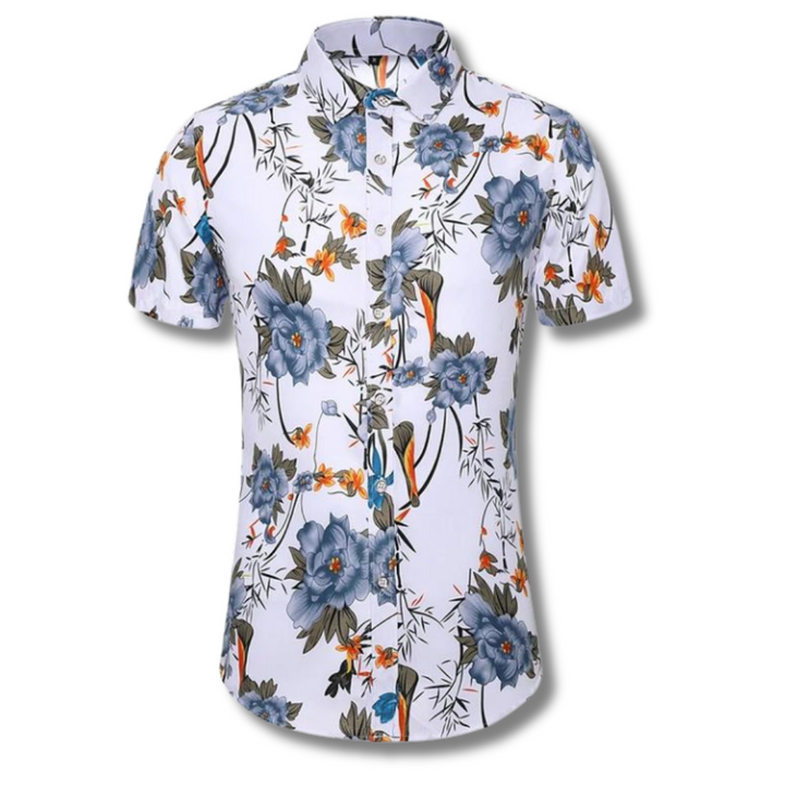Santorino – Bloemen Zomerblouse Voor Heren Met Korte Mouwen