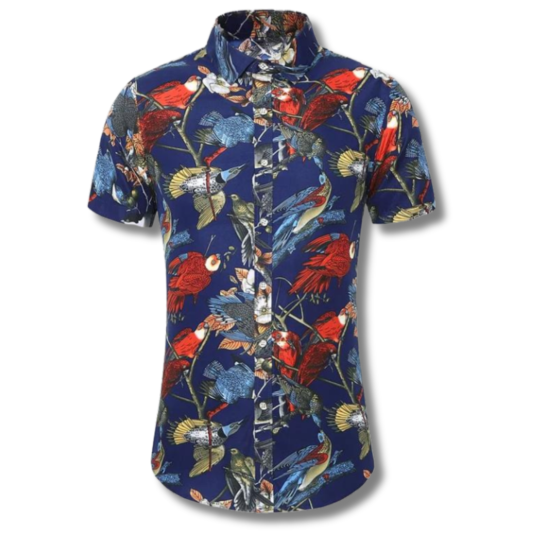 Santorino – Bloemen Zomerblouse Voor Heren Met Korte Mouwen