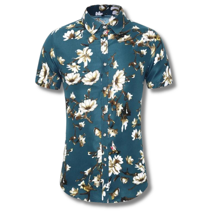 Santorino – Bloemen Zomerblouse Voor Heren Met Korte Mouwen