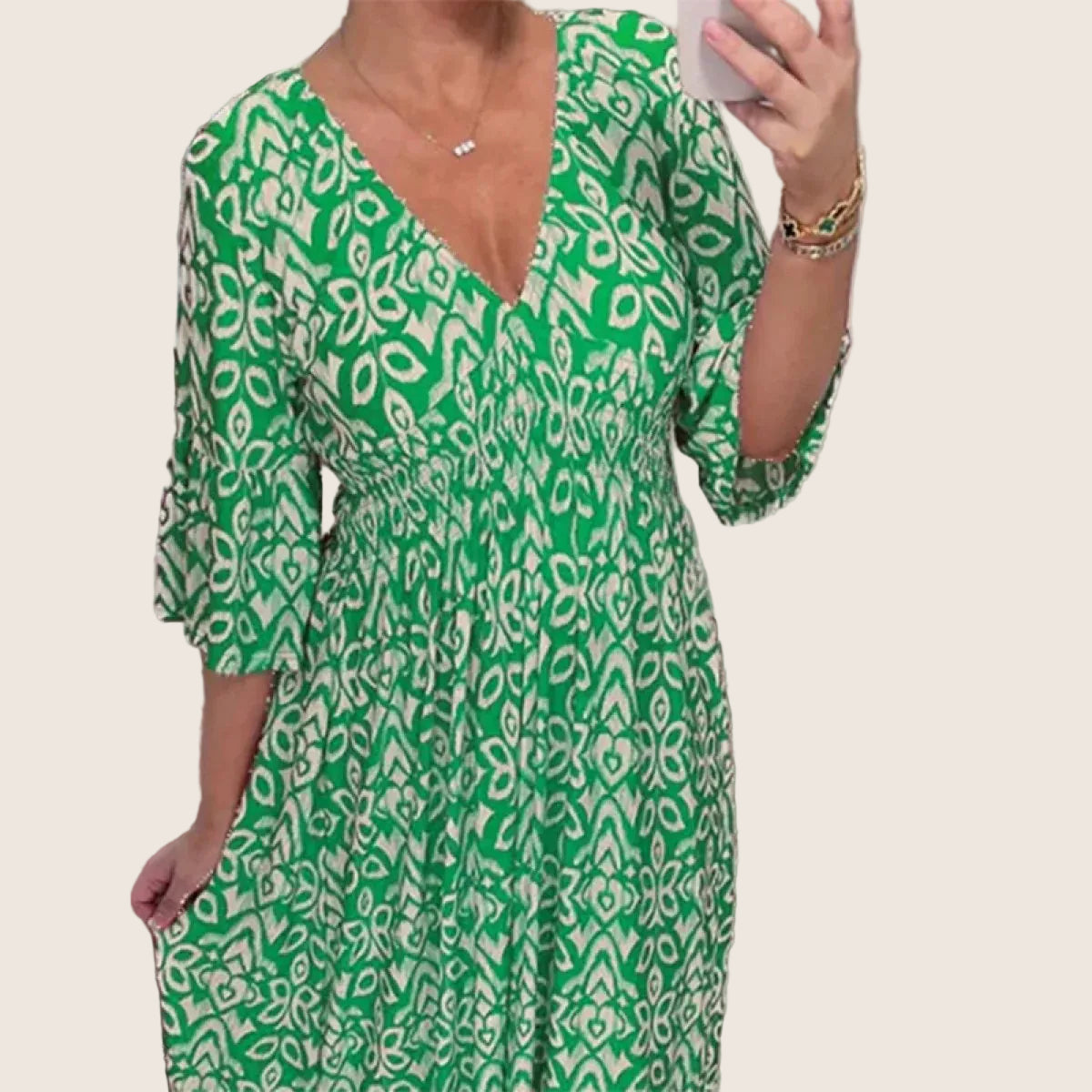 Élina | Robe longue fleurie à col en V