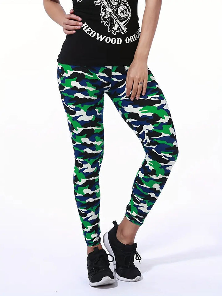 Poppy Camouflage High-Waist Legging – Trendy dames legging met comfortabele pasvorm