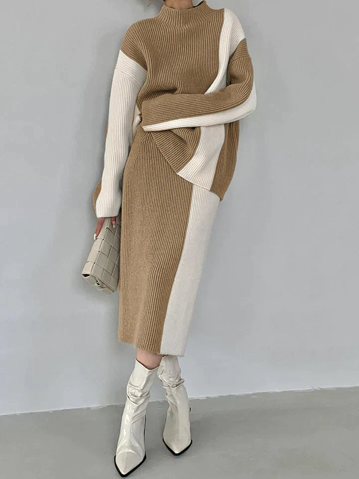 Kathy Limited Edition Knitwear – Asymmetrische damestrui in zwart-crème design