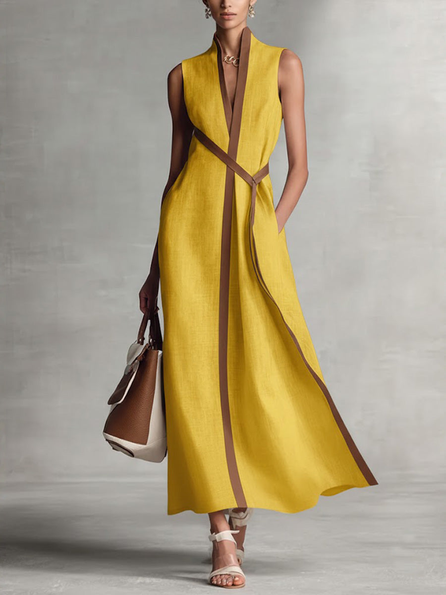 Lioréa | Robe Fluide Sans Manches à Col Montant