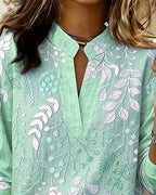 Floréa | Blouse Fleurie à Col Montant Élégant
