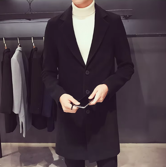 Davor Lange Herenjas – Stijlvolle Overjas met Klassieke Revers