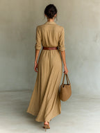 Éloria | Robe longue ceinturée élégante