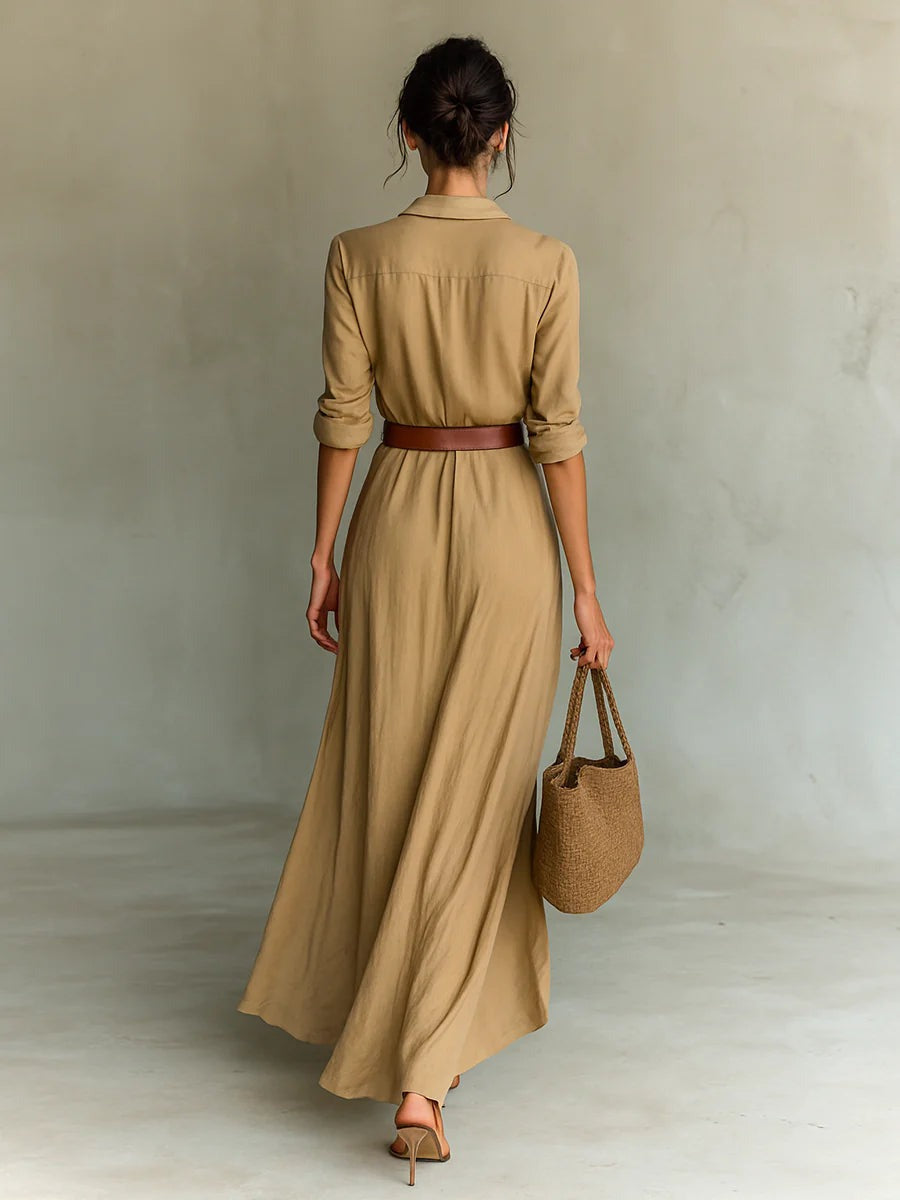 Éloria | Robe longue ceinturée élégante