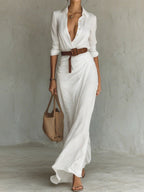 Éloria | Robe longue ceinturée élégante