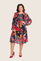Léonie (Grande taille) | Robe midi fleurie élégante
