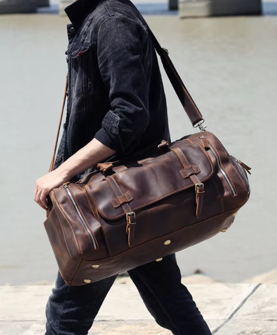 Marius – Donkerbruine Leren Reistas met Tijdloze Klasse