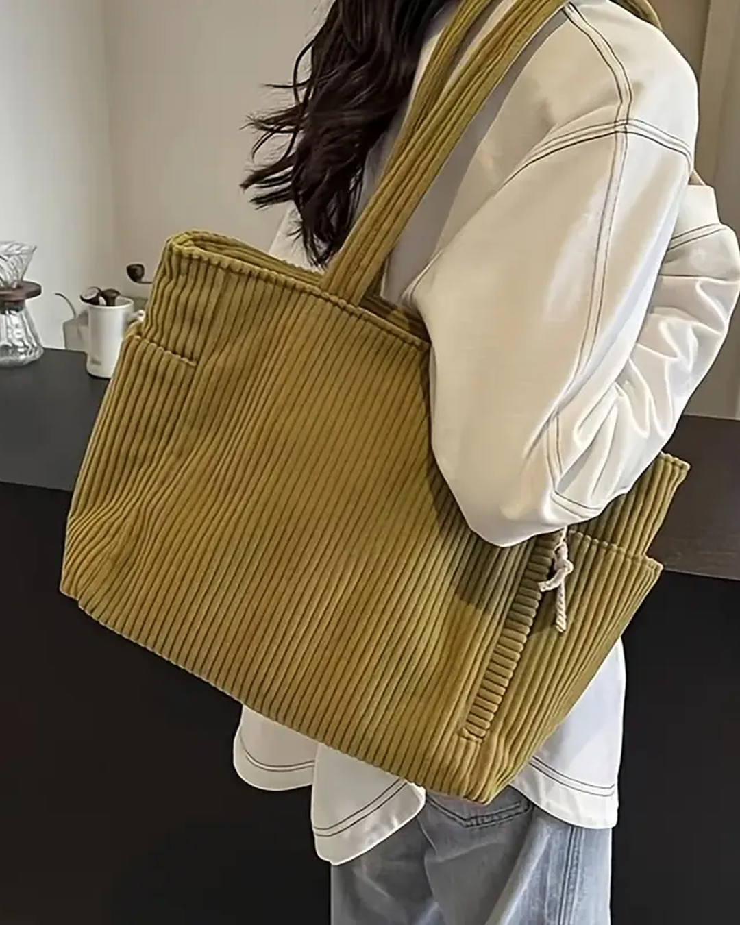 Éloïse | Sac cabas côtelé avec détail cordon