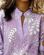 Floréa | Blouse Fleurie à Col Montant Élégant