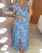 Alira | Robe Longue Fleurie à Col V