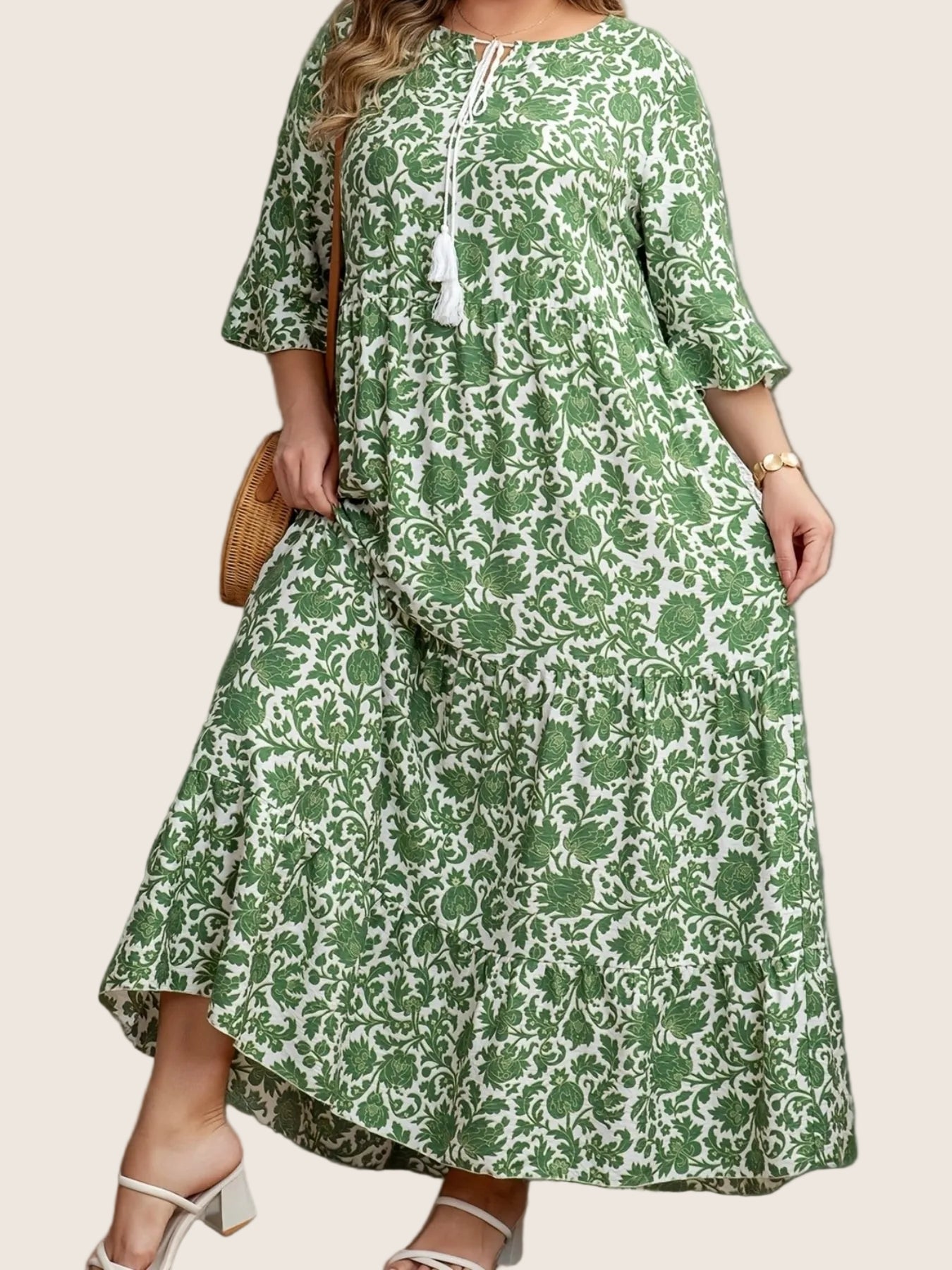 Azélie | Robe Longue Fleurie (Grande Taille)